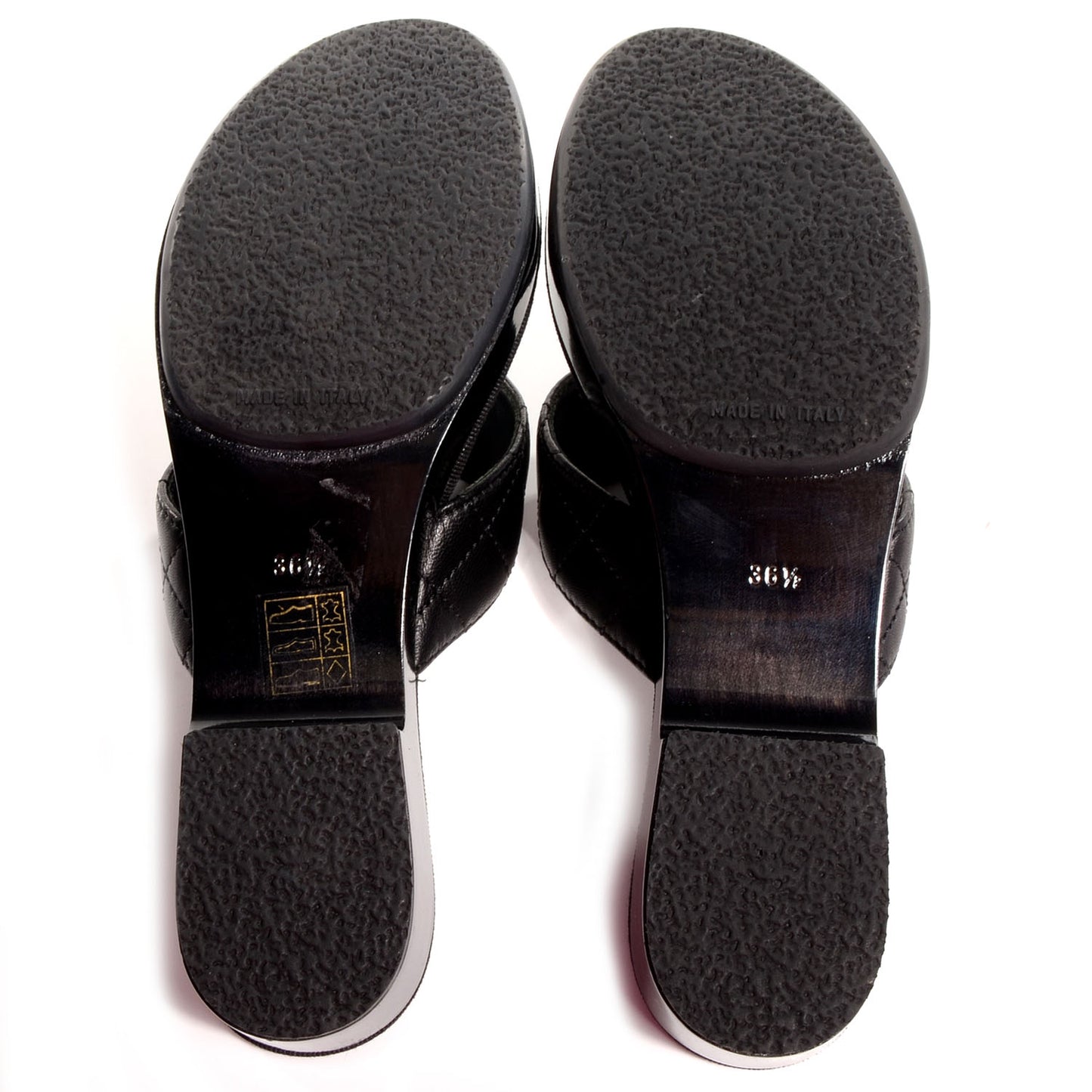 Lambskin Quilted CC Turnlock Sandals 36.5 Black