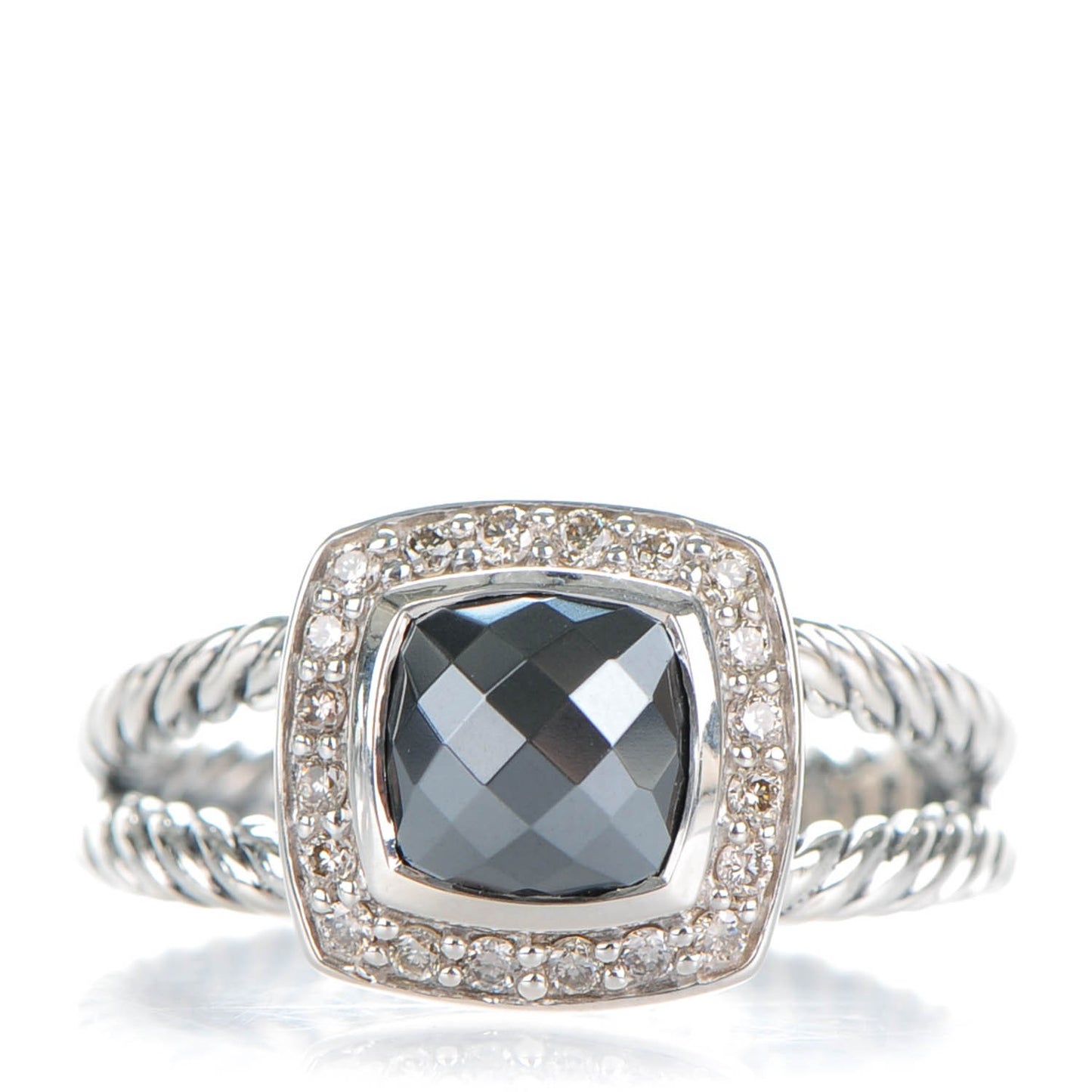 Sterling Silver Diamond Hematine 7mm Petite Albion Ring 54 7