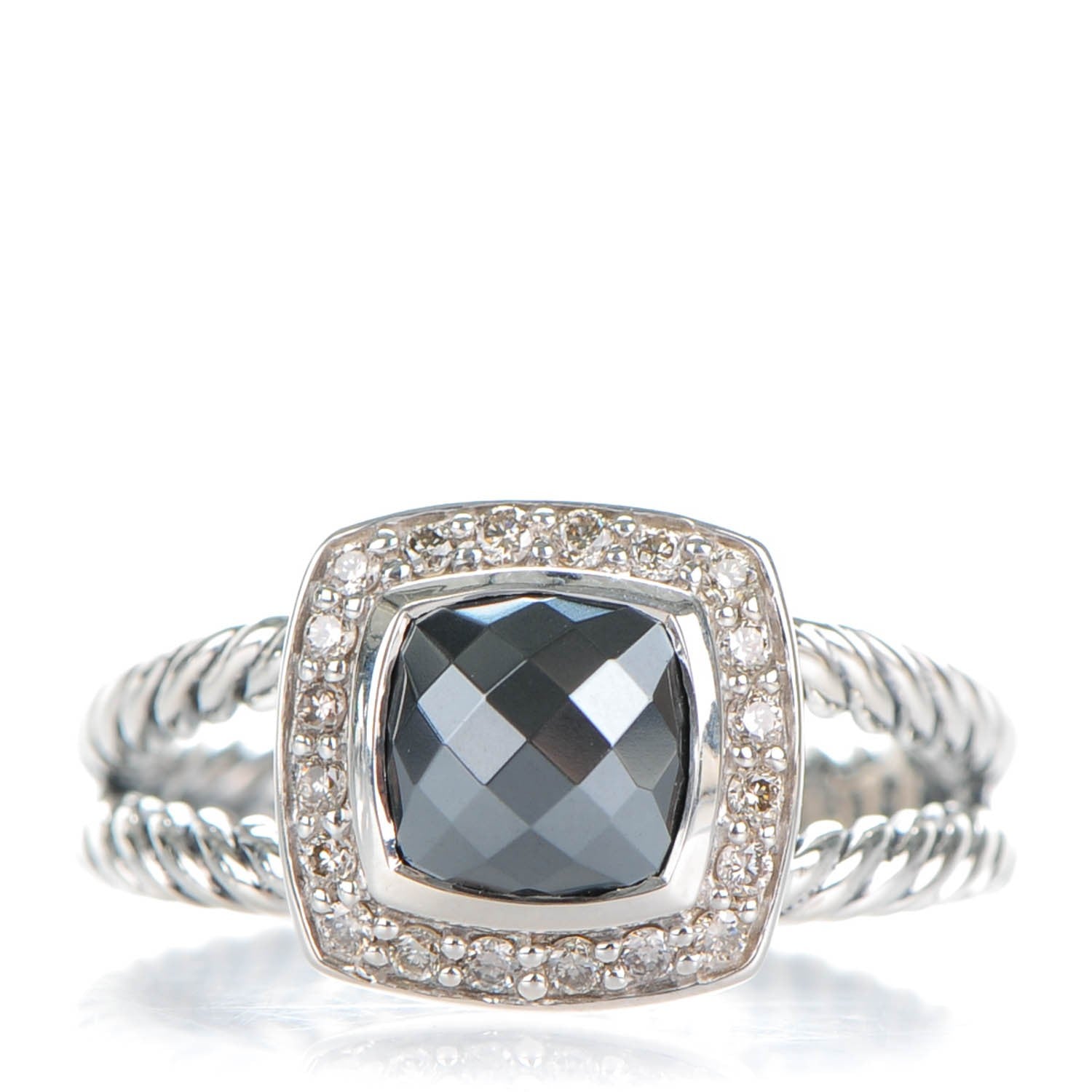 David Yurman Sterling Silver Diamond Hematine 7mm Petite Albion Ring 54 7 1 of 4