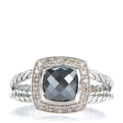 David Yurman Sterling Silver Diamond Hematine 7mm Petite Albion Ring 54 7 1 of 4