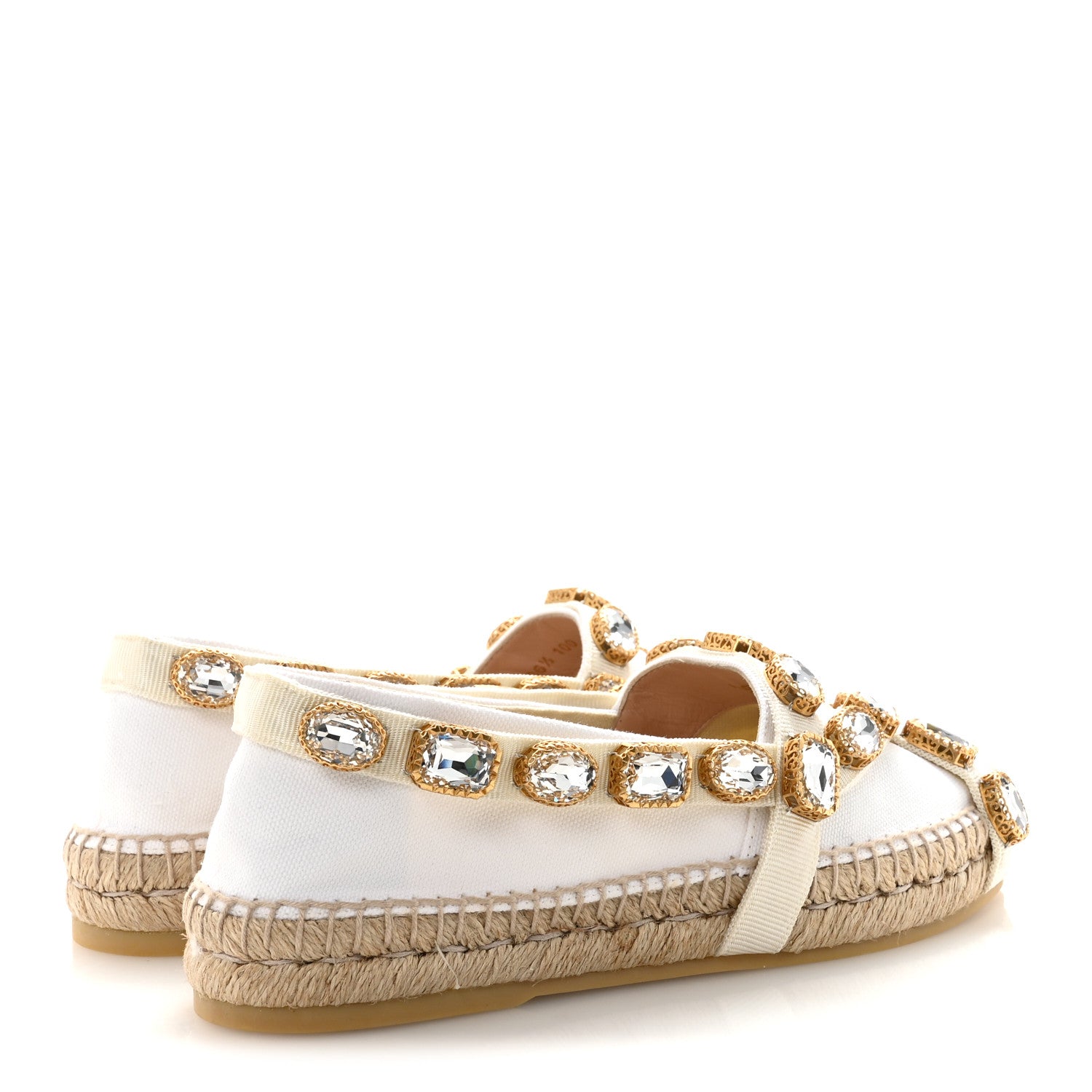Gucci Canvas Crystal Embellished Espadrilles 36.5 Great White 5 of 10