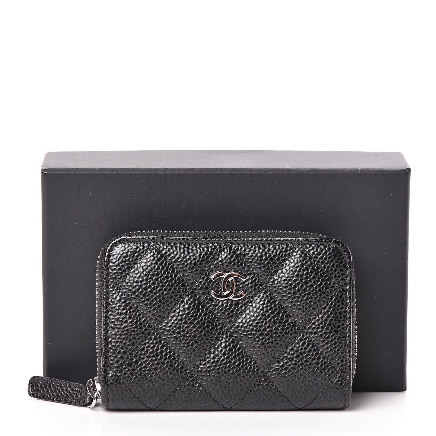 Caviar Quilted Zip Coin Purse Black