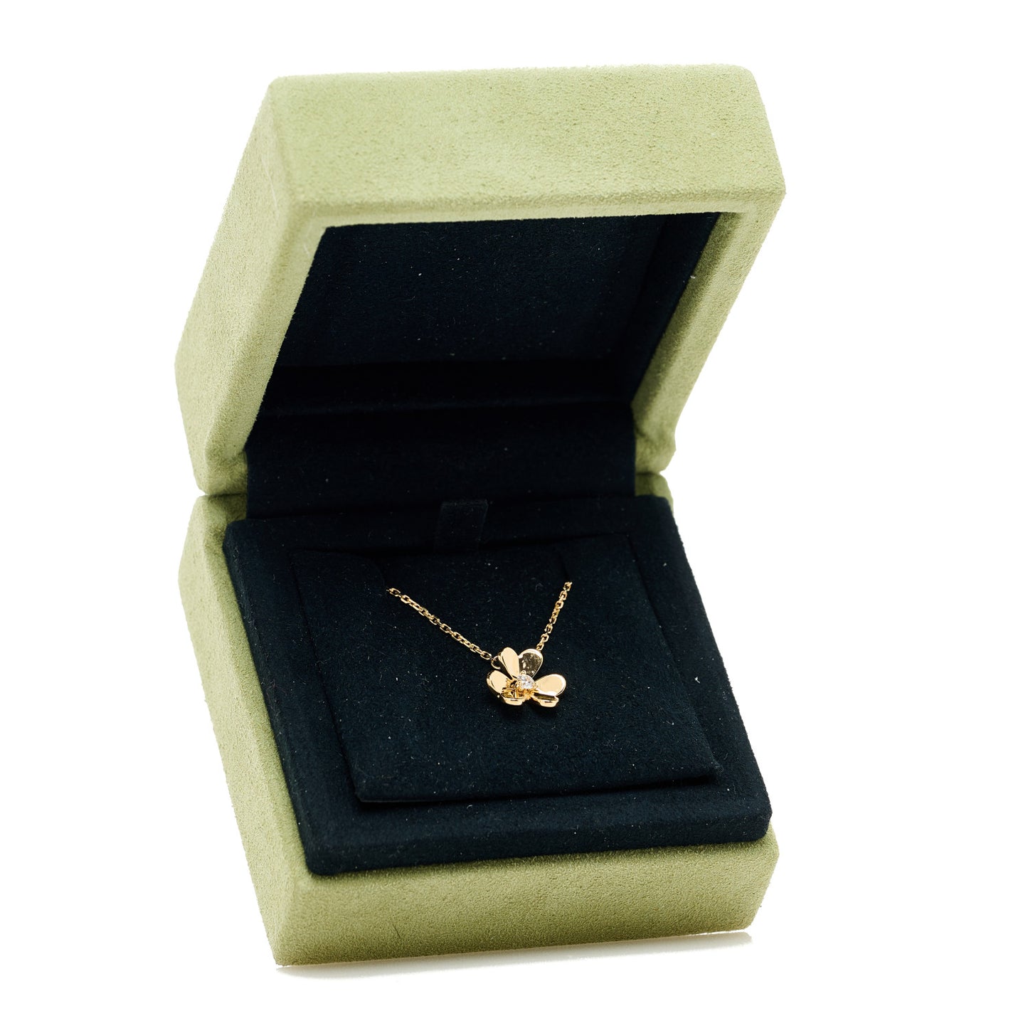 18K Yellow Gold Diamond Mini Frivole Pendant Necklace
