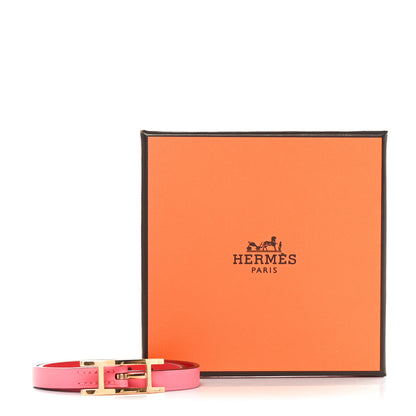 Hermes Swift Chamonix Behapi Double Tour Reversible Bracelet T1 Rose Azalee Rouge De Coeur 4 of 4