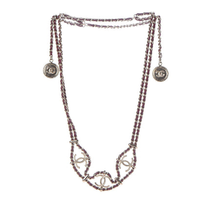 Chanel Metal Lambskin CC Chain Link Necklace Gold Dark Pink 3 of 7