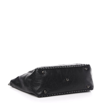 Valentino Garavani Craquele Calfskin Star Studded Medium Rockstud Tote Black 5 of 11