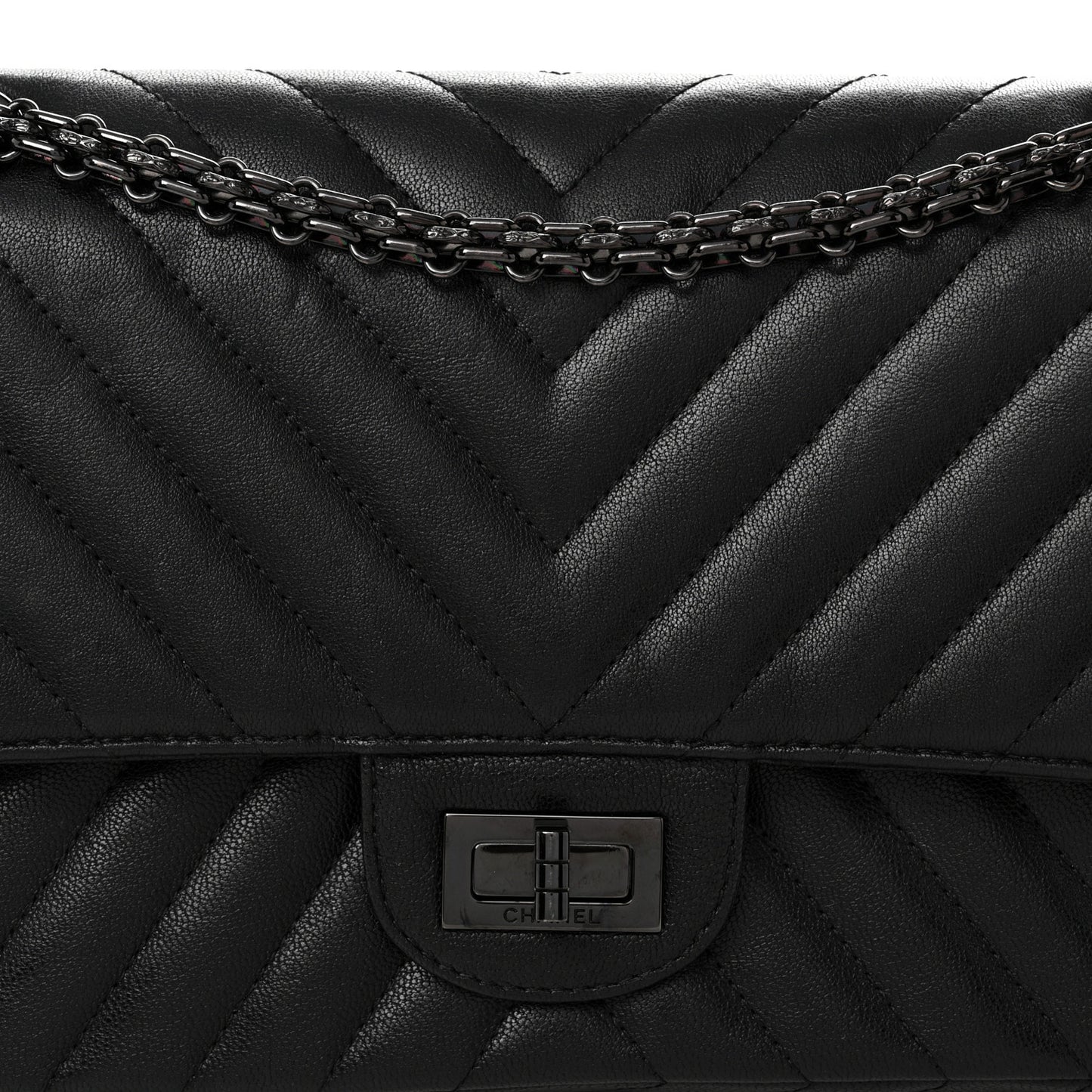 Sheepskin Chevron Quilted 2.55 Reissue 225 Double Flap So Black