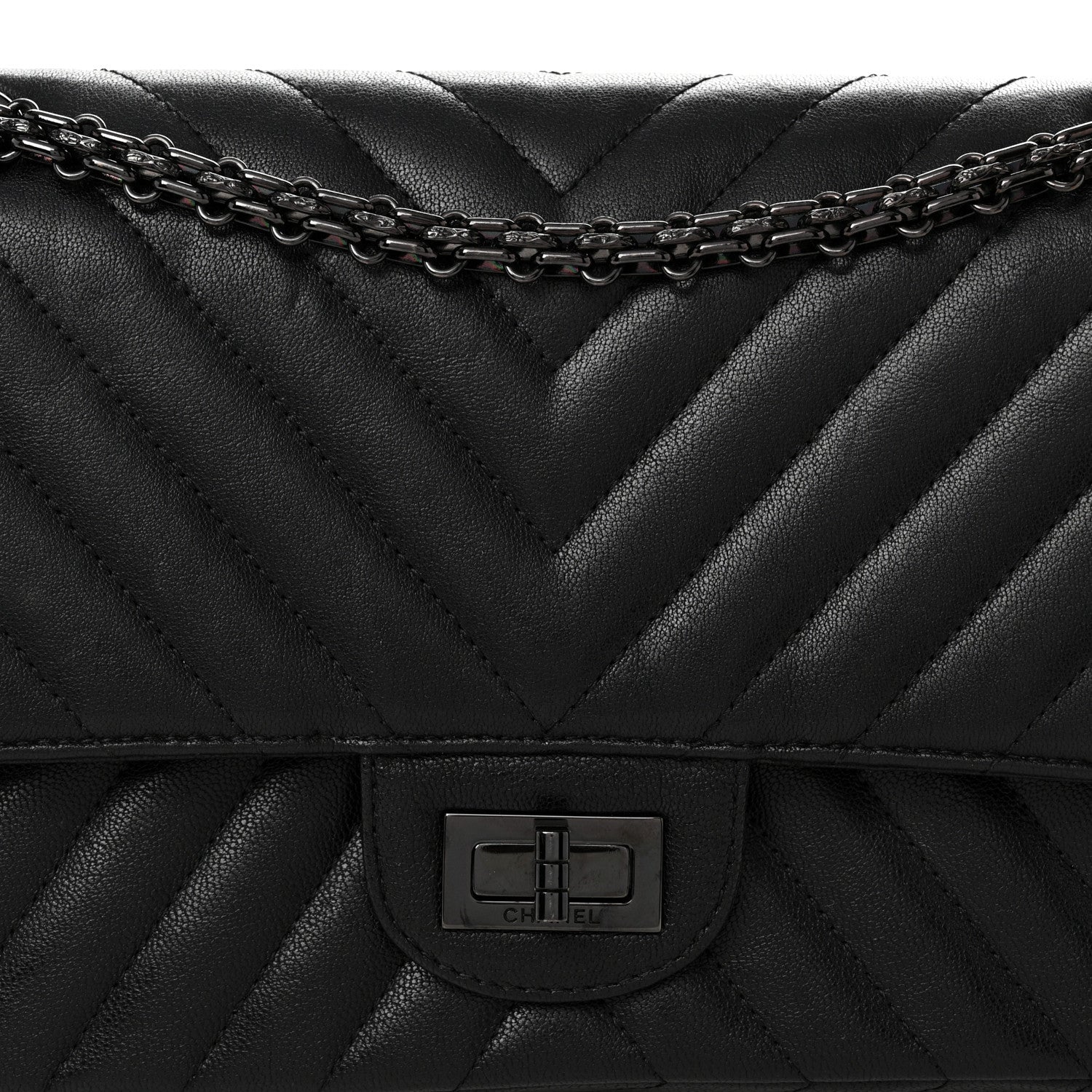 Chanel Sheepskin Chevron Quilted 2.55 Reissue 225 Double Flap So Black 8 of 10