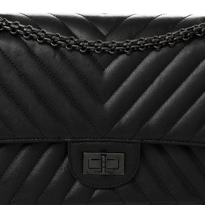 Chanel Sheepskin Chevron Quilted 2.55 Reissue 225 Double Flap So Black 8 of 10