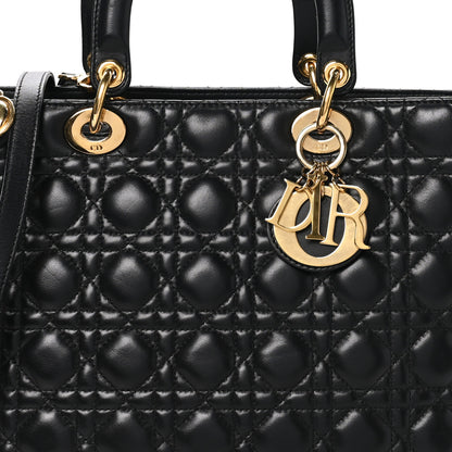 Christian Dior Lambskin Cannage Large Lady Dior Black 8 of 10