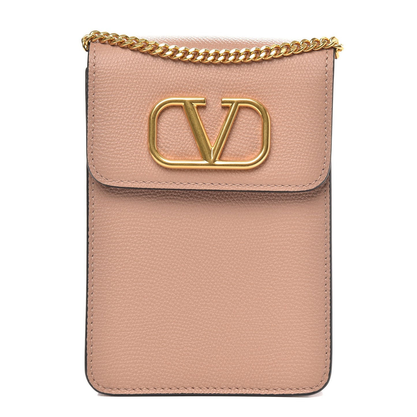 Grained Calfskin Vlogo Crossbody Pouch Rose Cannelle