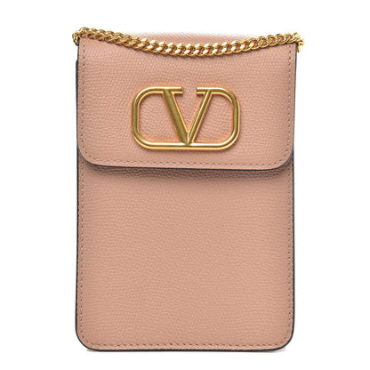 Valentino Garavani Grained Calfskin Vlogo Crossbody Pouch Rose Cannelle 1 of 8