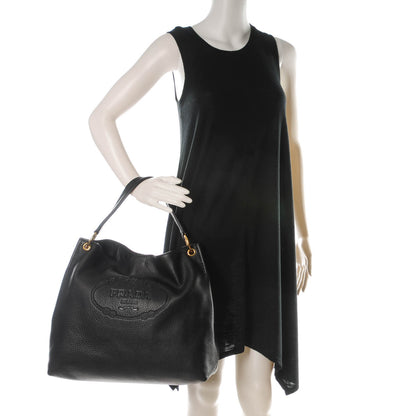 Prada Vitello Daino Logo Hobo Nero Black 2 of 9