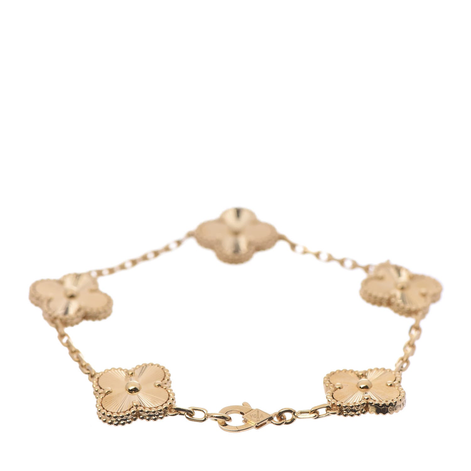 Van Cleef & Arpels 18K Yellow Gold 5 Motifs Guilloche Vintage Alhambra Bracelet 3 of 7