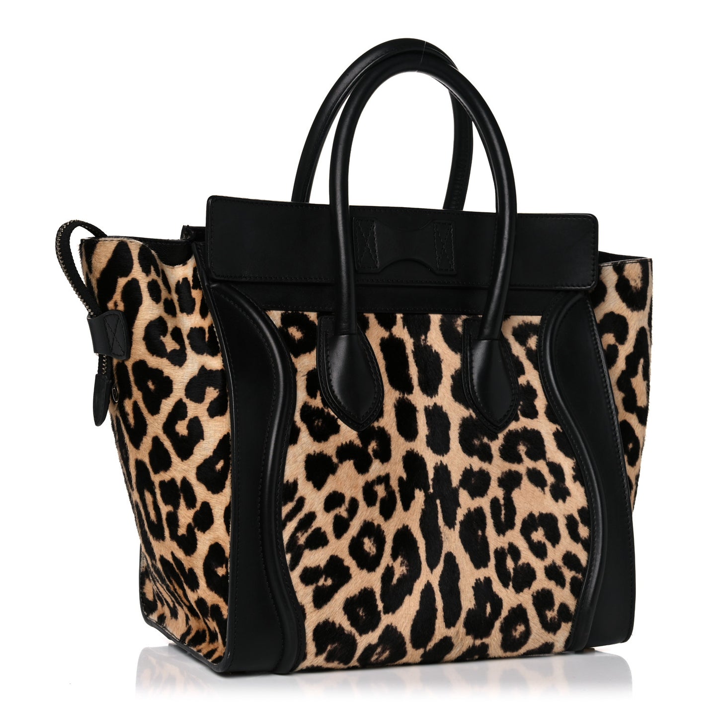 Leopard Pony Hair Mini Luggage Brown