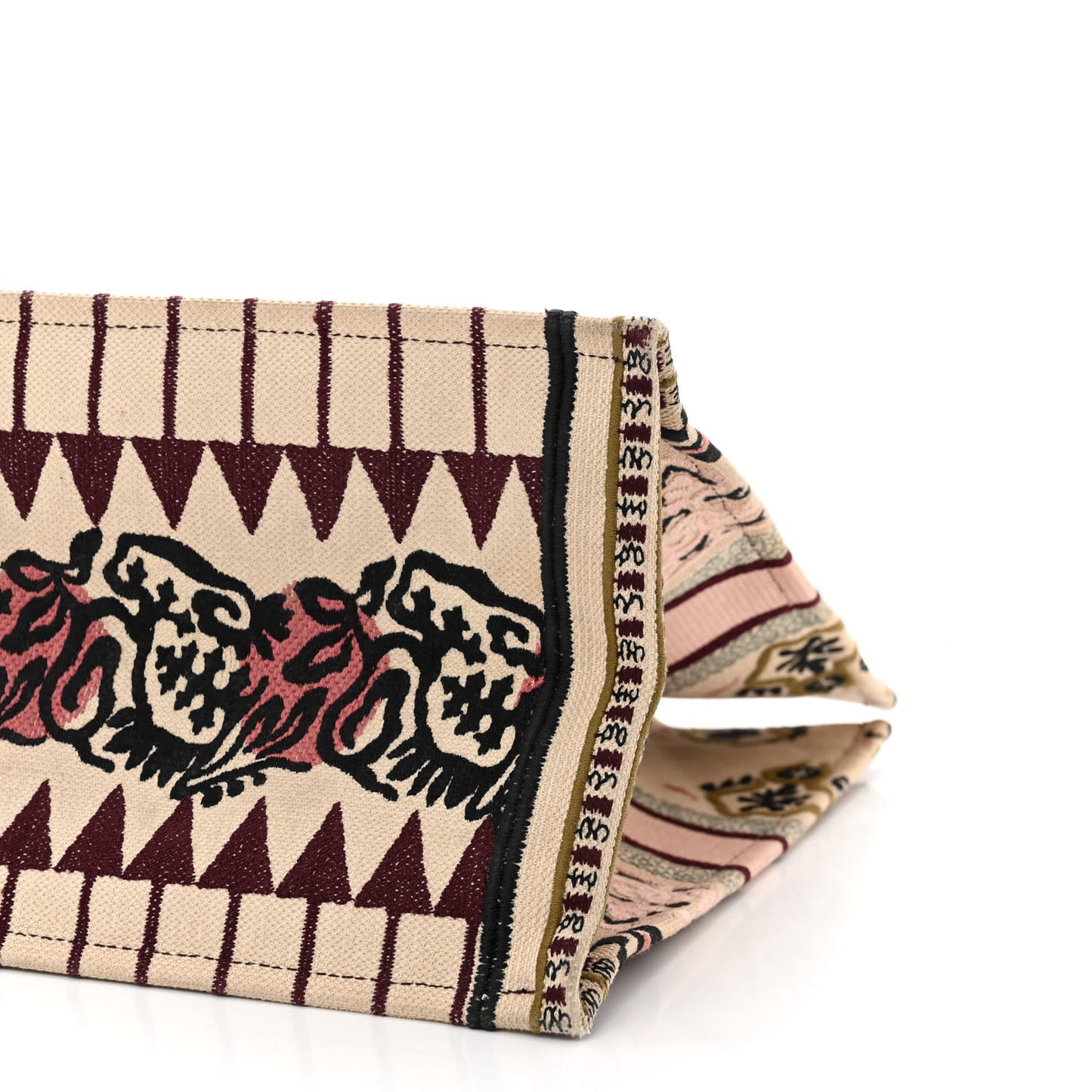 Canvas Embroidered Geometric Book Tote Multicolor