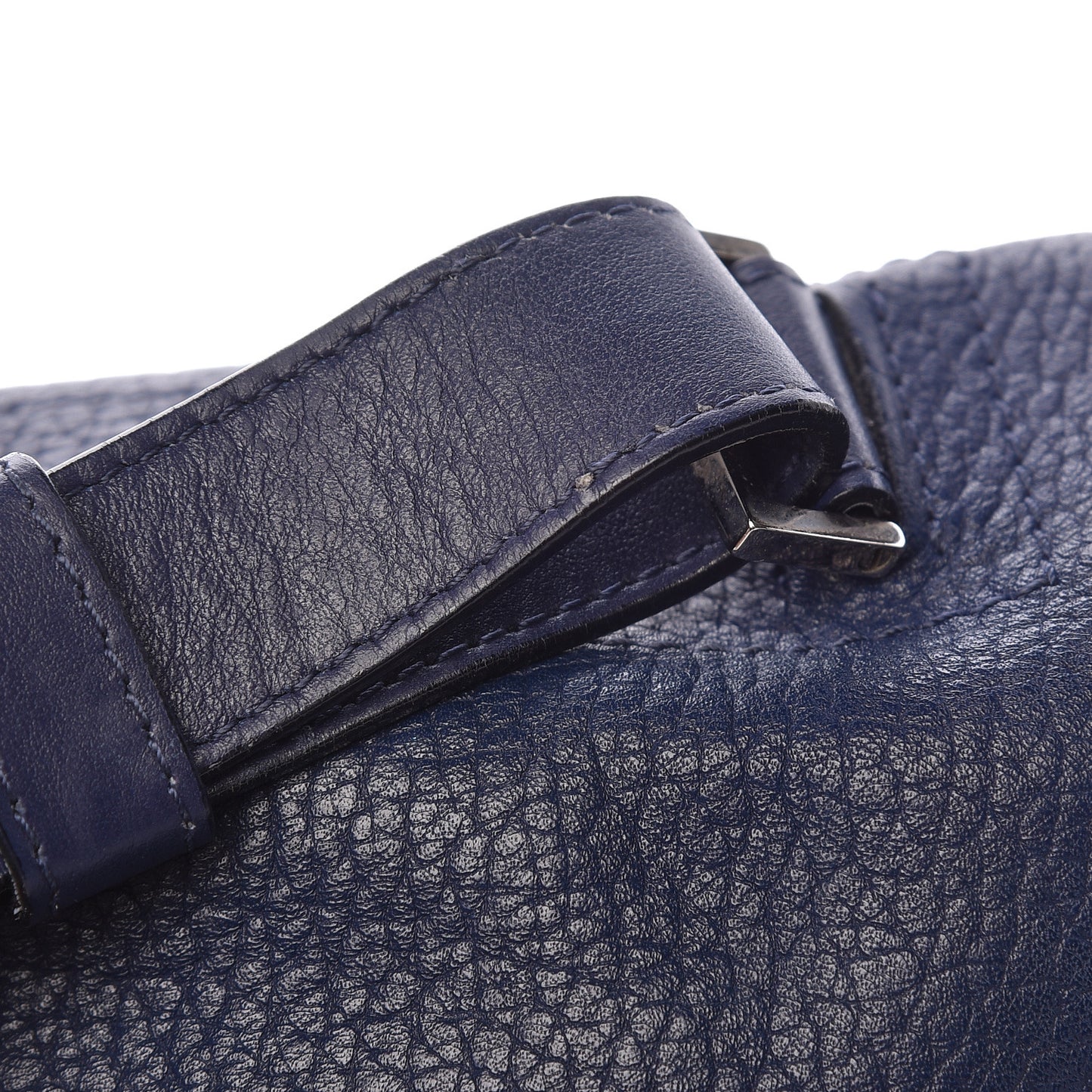Pebbled Calfskin Double Sided PS Courier Bag Indigo