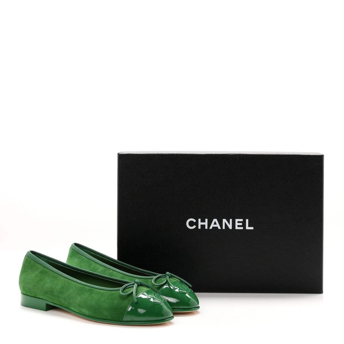 Suede Patent Cap Toe CC Ballerina Flats 36.5 Green