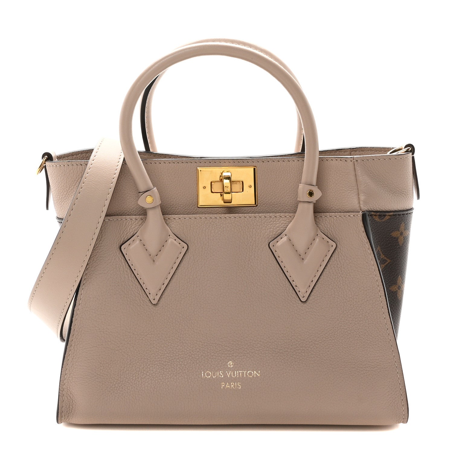 Louis Vuitton Calfskin Monogram On My Side PM Greige 1 of 9