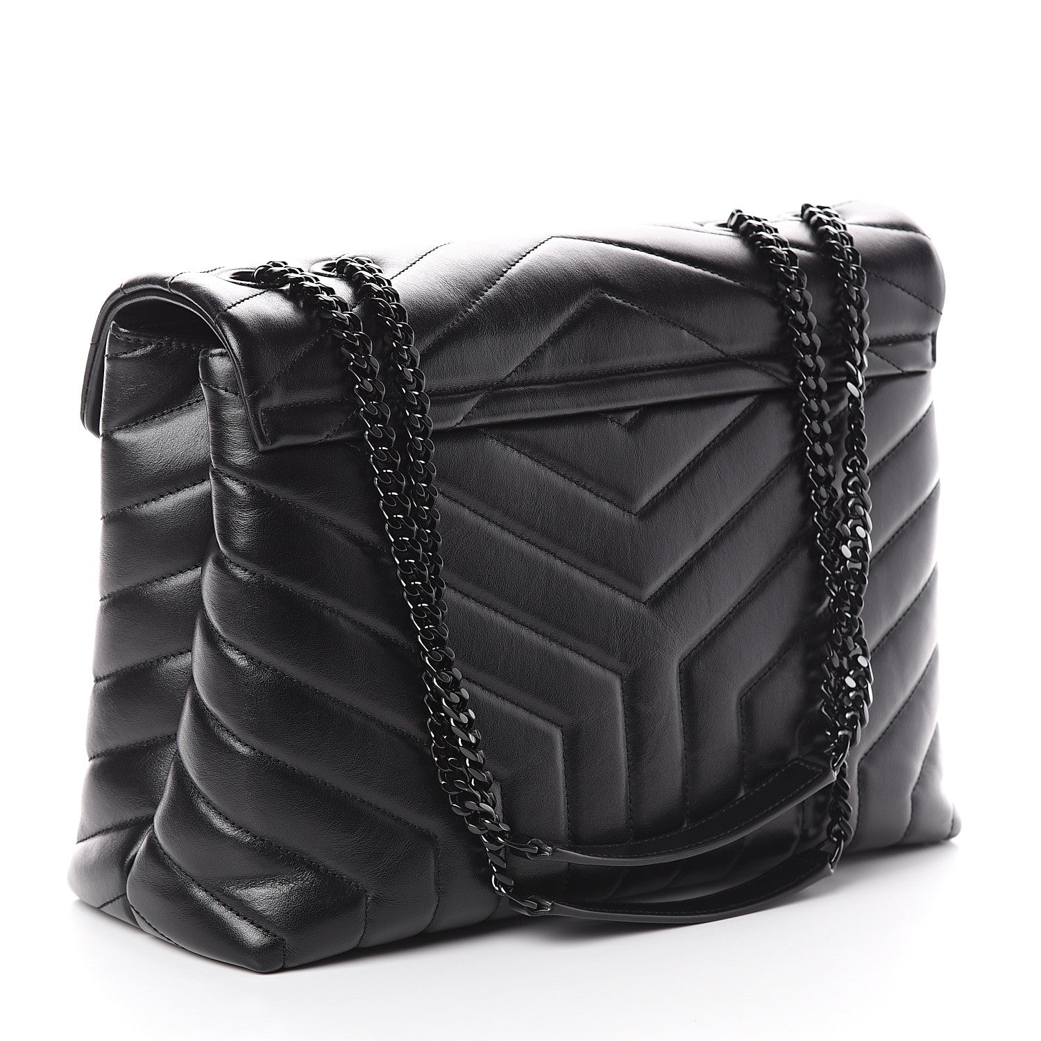 Saint Laurent Calfskin Y Quilted Monogram Medium Loulou Chain Satchel Black 2 of 8