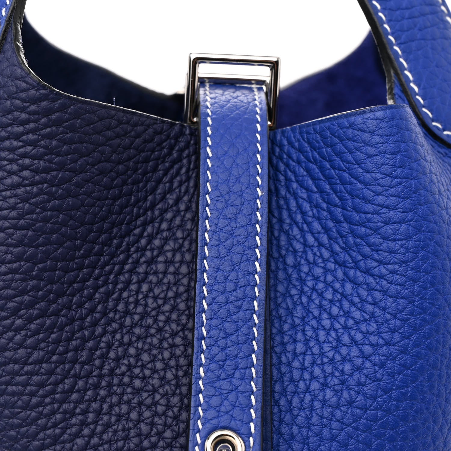 Hermes Taurillon Clemence Casaque Picotin Lock 18 PM Bleu Electrique Bleu Encre 8 of 12