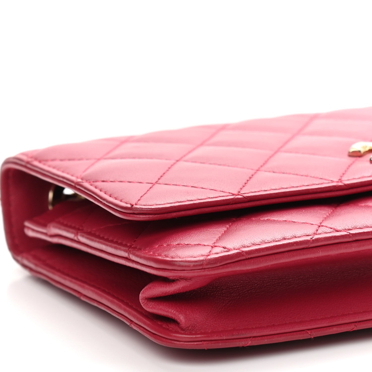 Chanel Lambskin Quilted Trendy CC Wallet On Chain WOC Dark Pink 11 of 12