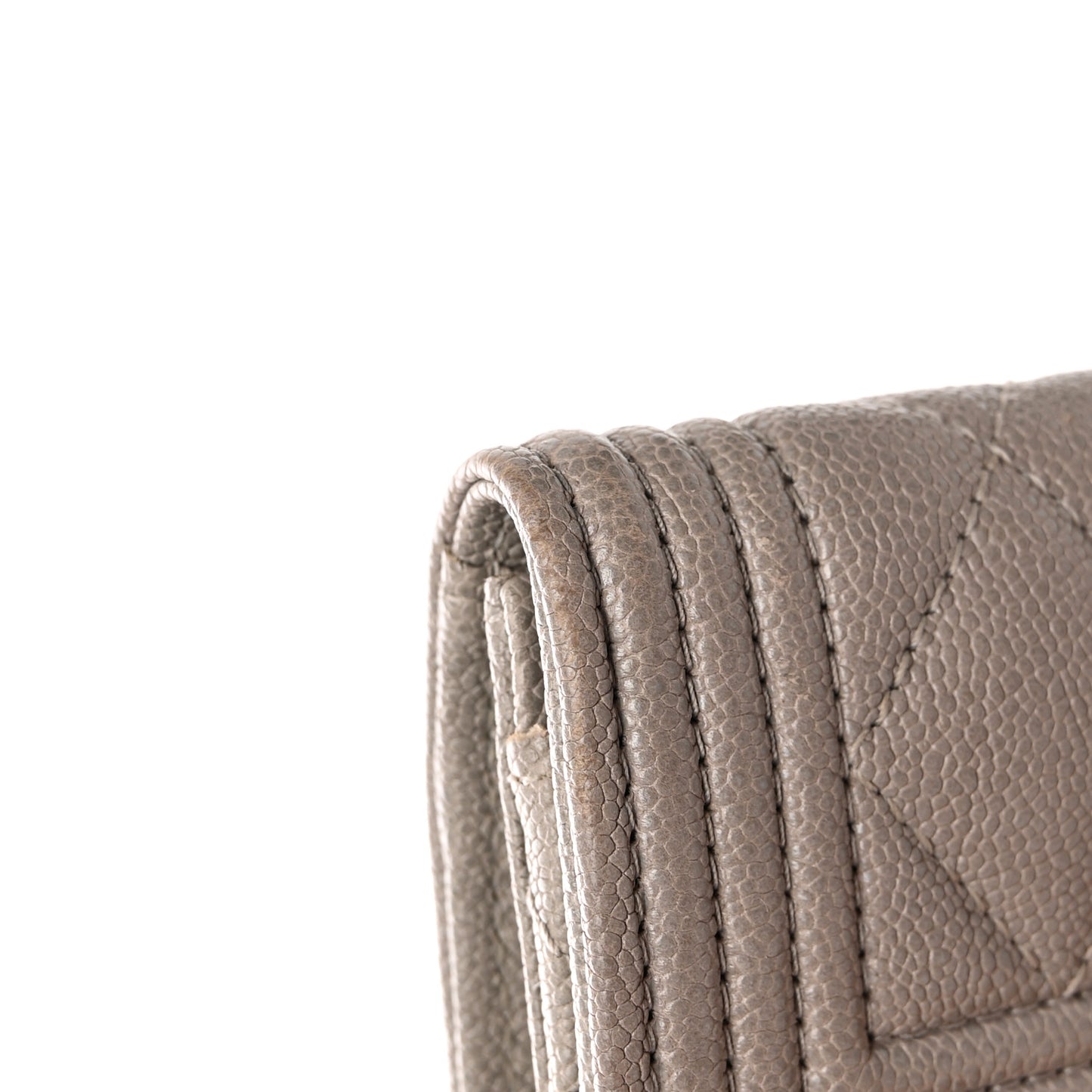 Caviar Quilted Boy Flap Card Holder Grey