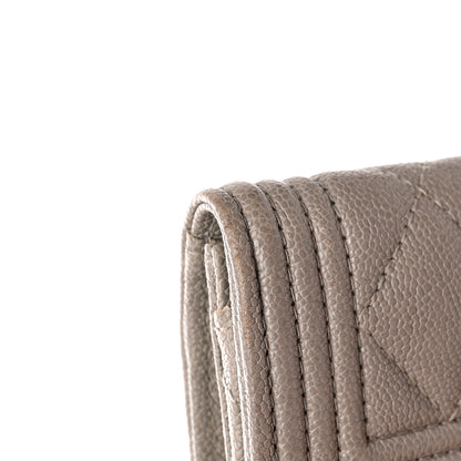 Chanel Caviar Quilted Boy Flap Card Holder Grey 12 of 14