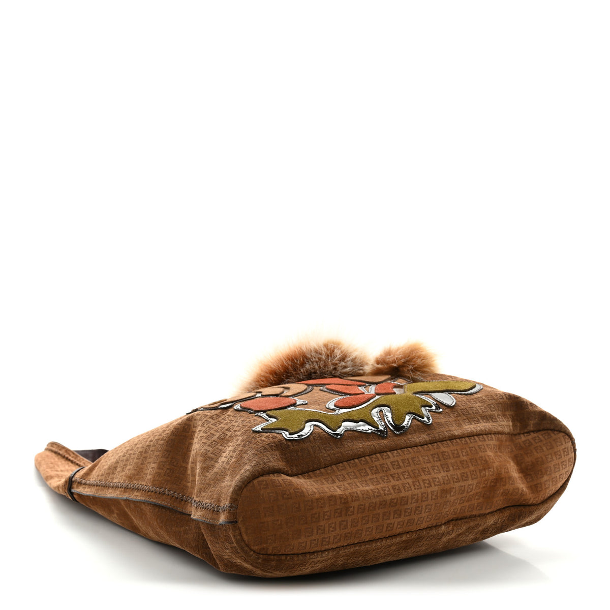 Fendi Suede Zucchino Fur Squirrel Hobo Brown 6 of 17