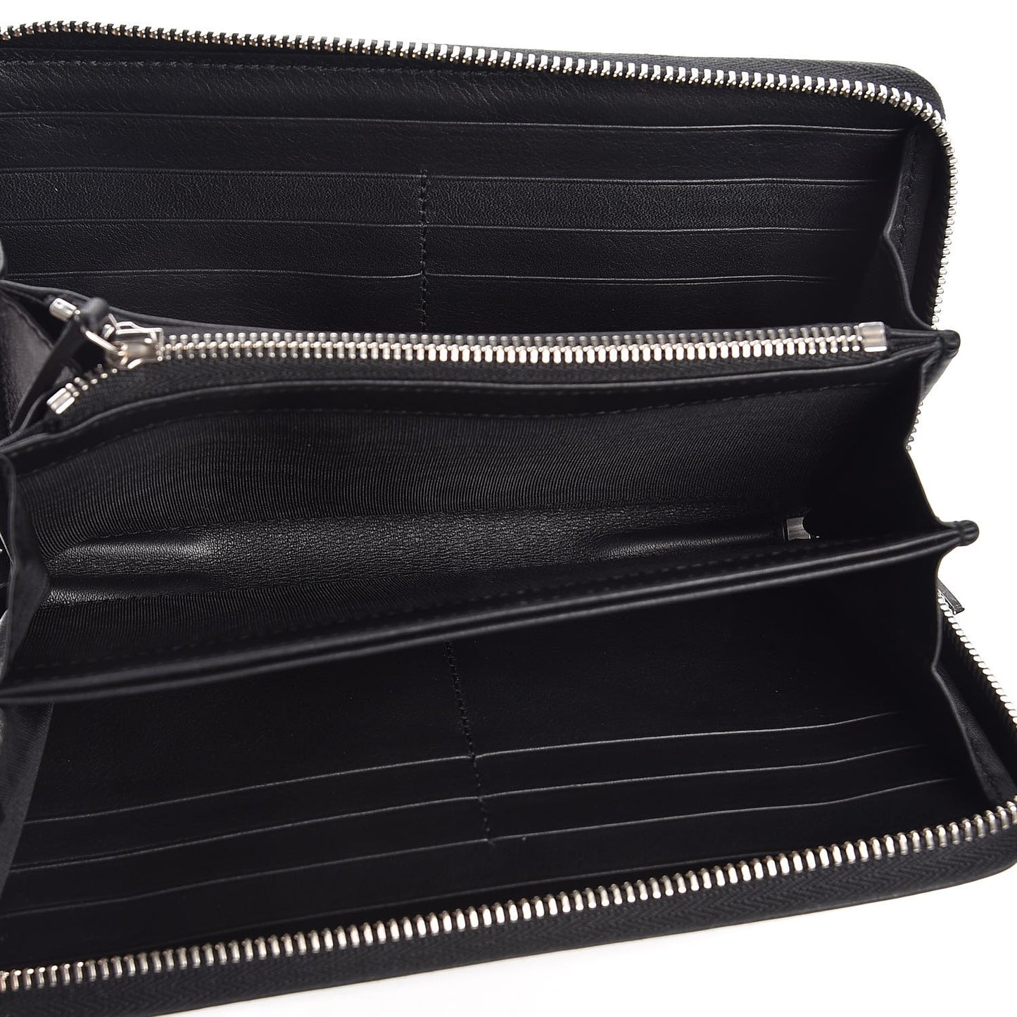 Calfskin Studded Zip Around Wallet Black