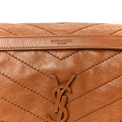 Saint Laurent Crinkled Calfskin Matelasse Monogram Medium Niki Chain Satchel Caramel 9 of 12