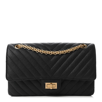 Chanel Crumpled Calfskin Chevron Quilted 2.55 Reissue 225 Flap Black 1 of 11