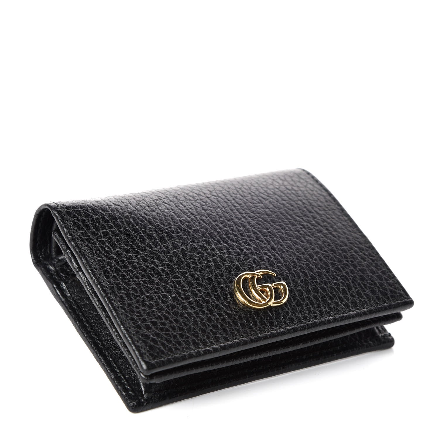 Gucci Pebbled Calfskin GG Marmont Card Case Black 4 of 9