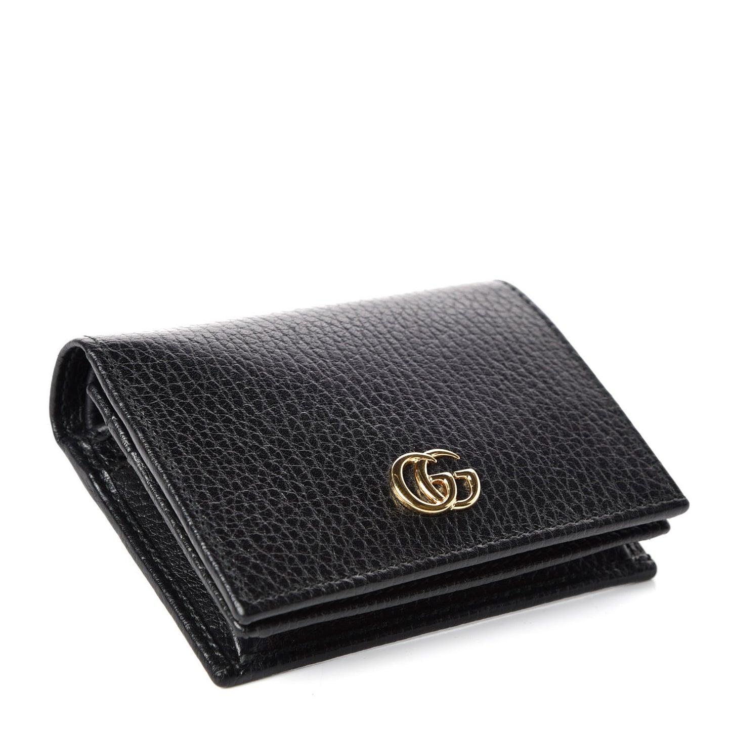 Pebbled Calfskin GG Marmont Card Case Black
