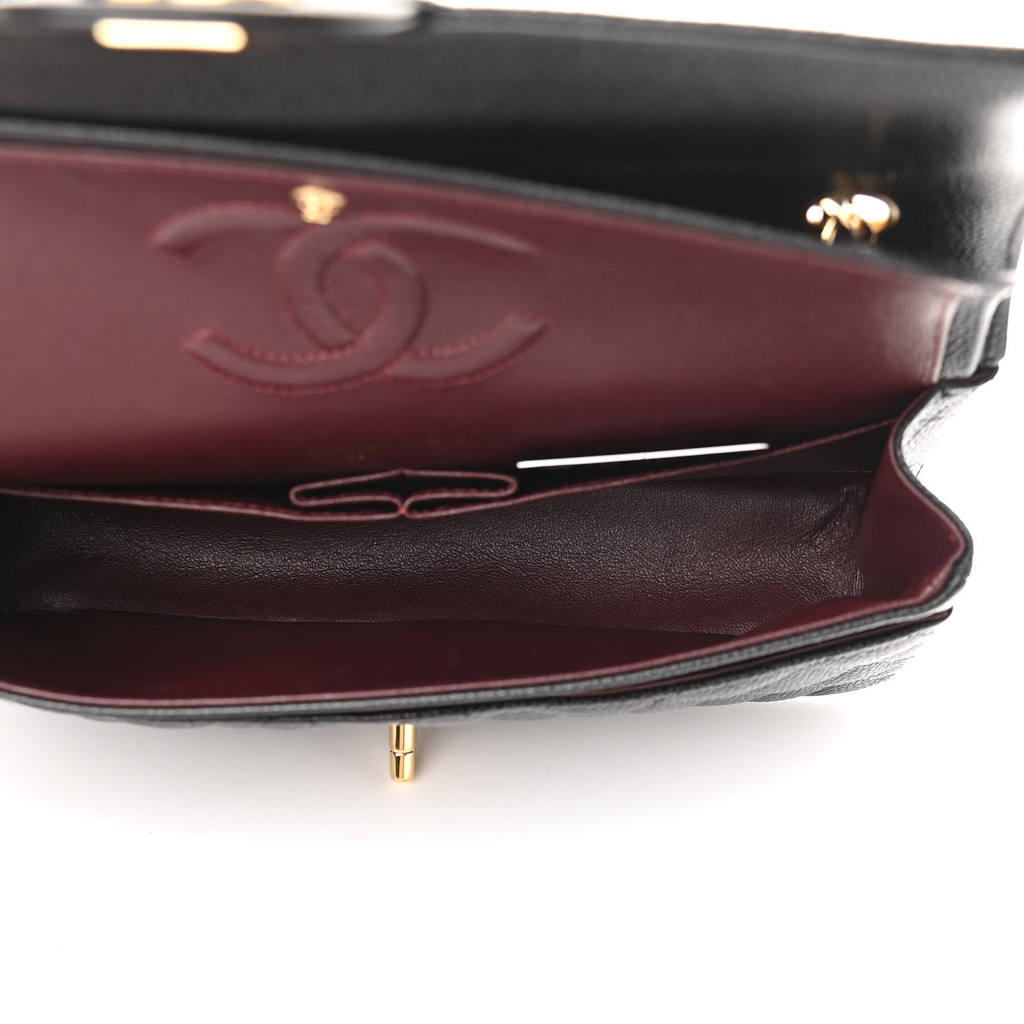 Caviar Quilted Medium Double Flap Black