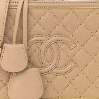Chanel Caviar Quilted Medium CC Filigree Vanity Case Beige 6 of 8