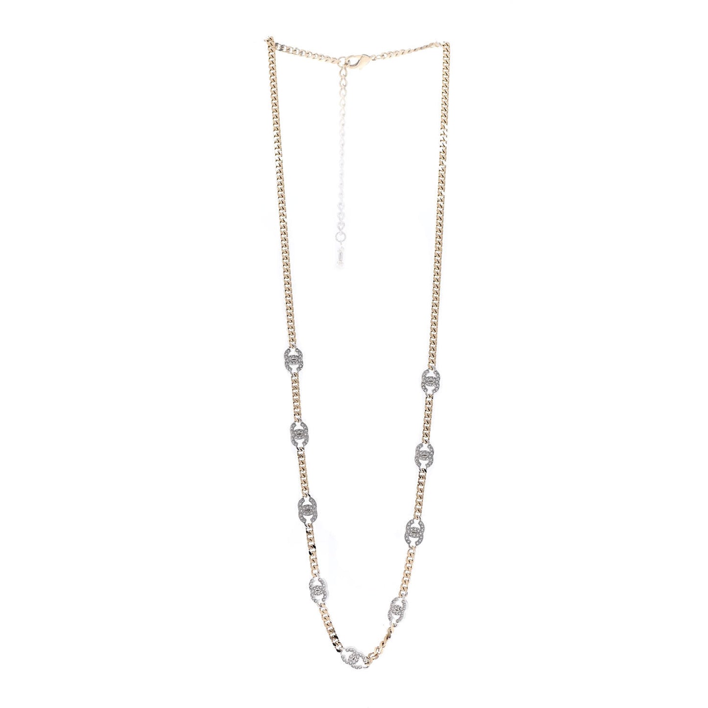 Crystal Chain CC Necklace Gold Silver