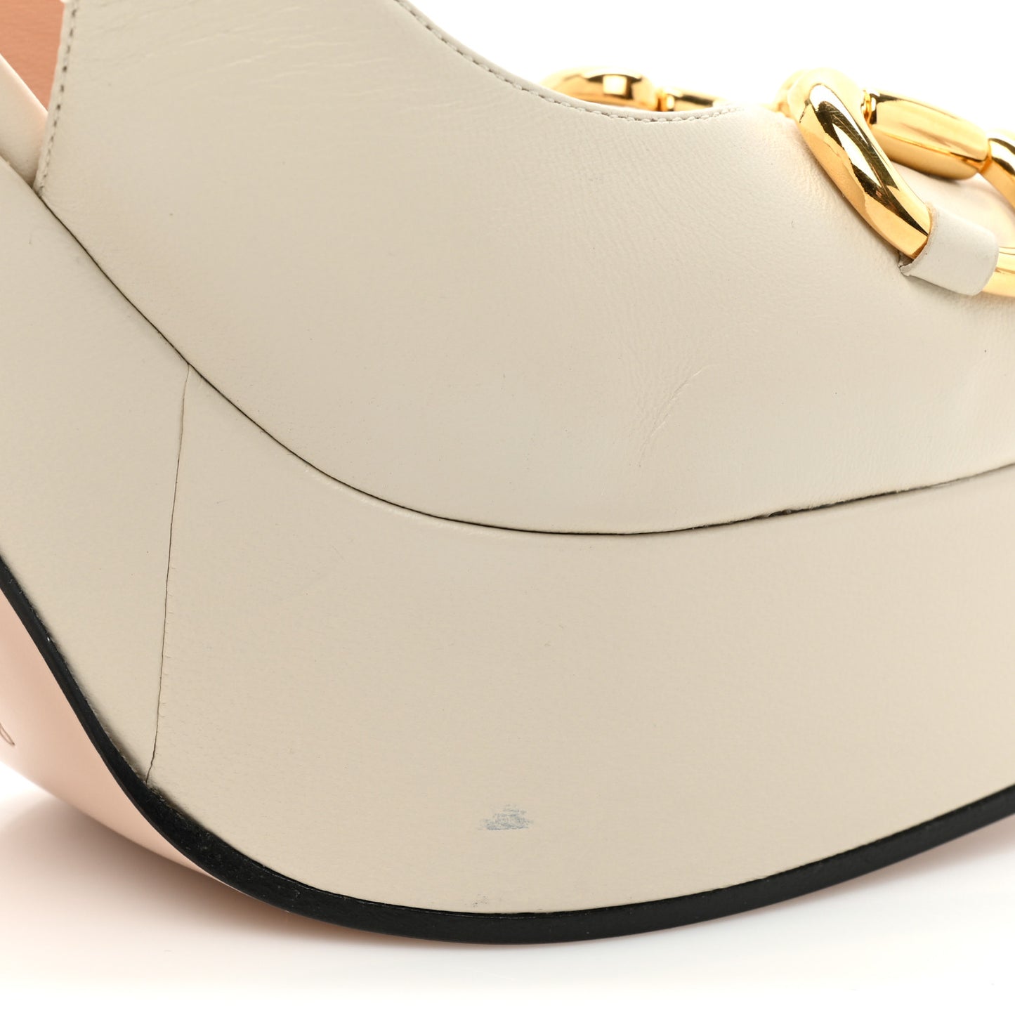 Nappa Horsebit Platform 35/120mm Slingback Pumps 38 New Mystic White