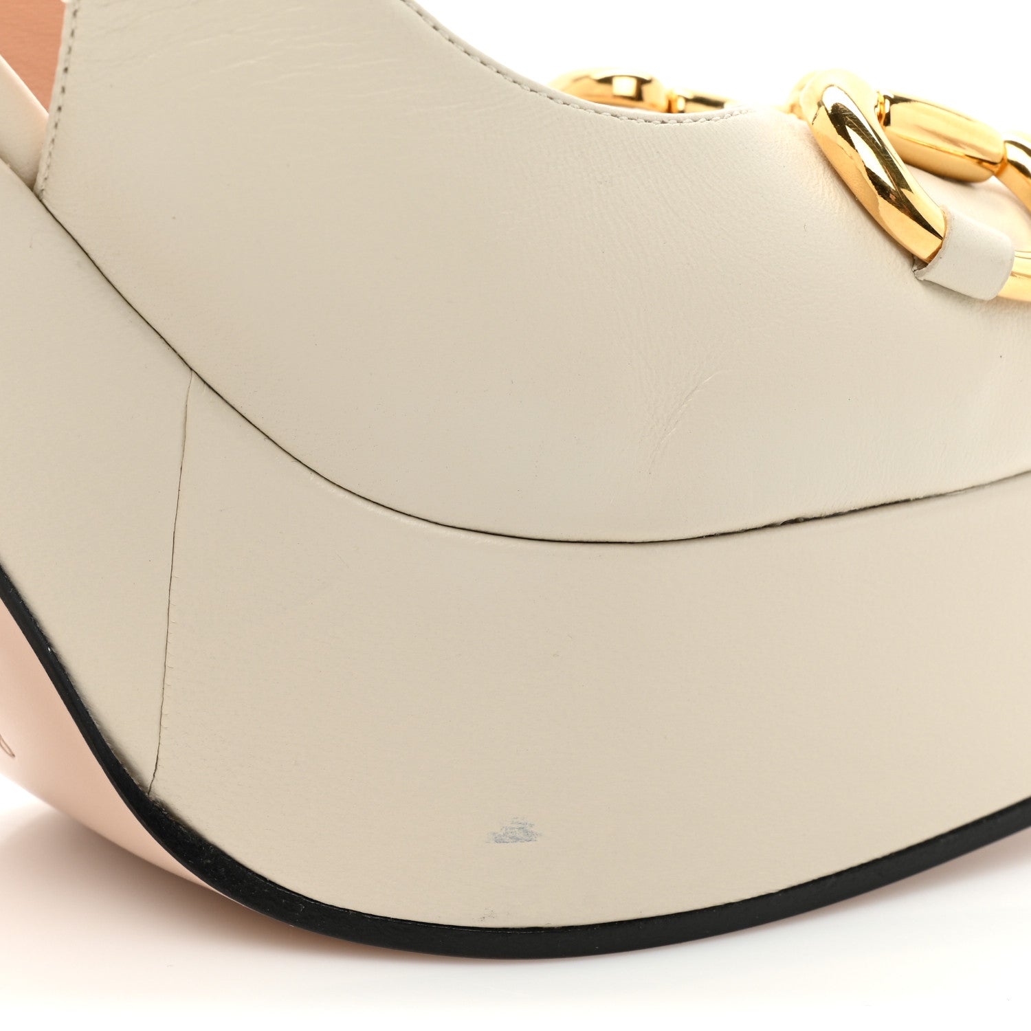Gucci Nappa Horsebit Platform 35/120mm Slingback Pumps 38 New Mystic White 11 of 14