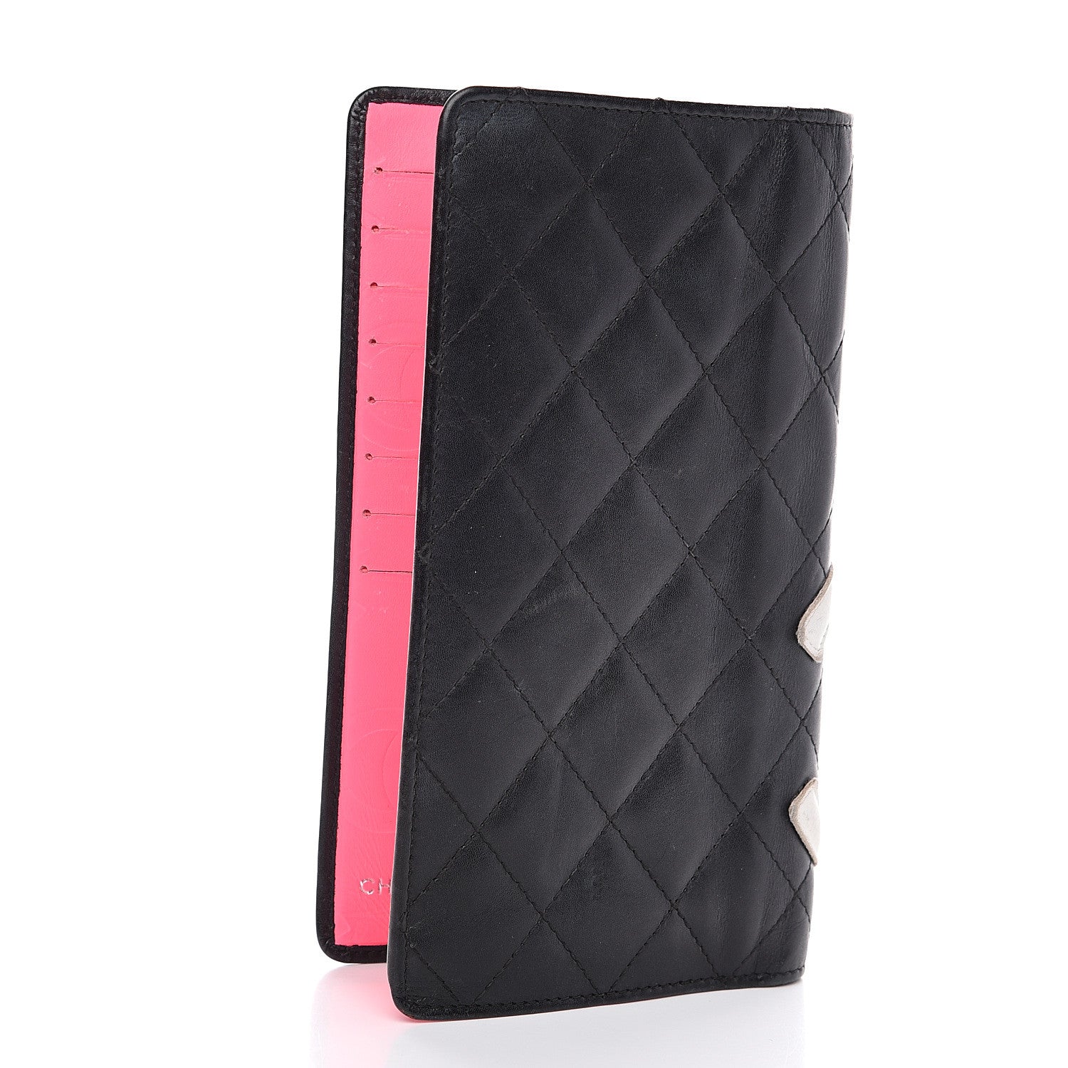 Chanel Calfskin Quilted Cambon Yen Wallet Black White 2 of 12