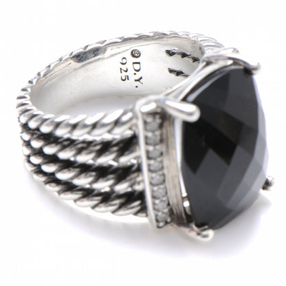 David Yurman Sterling Silver Diamond Black Onyx 16mm Wheaton Ring 56 7.5 5 of 6
