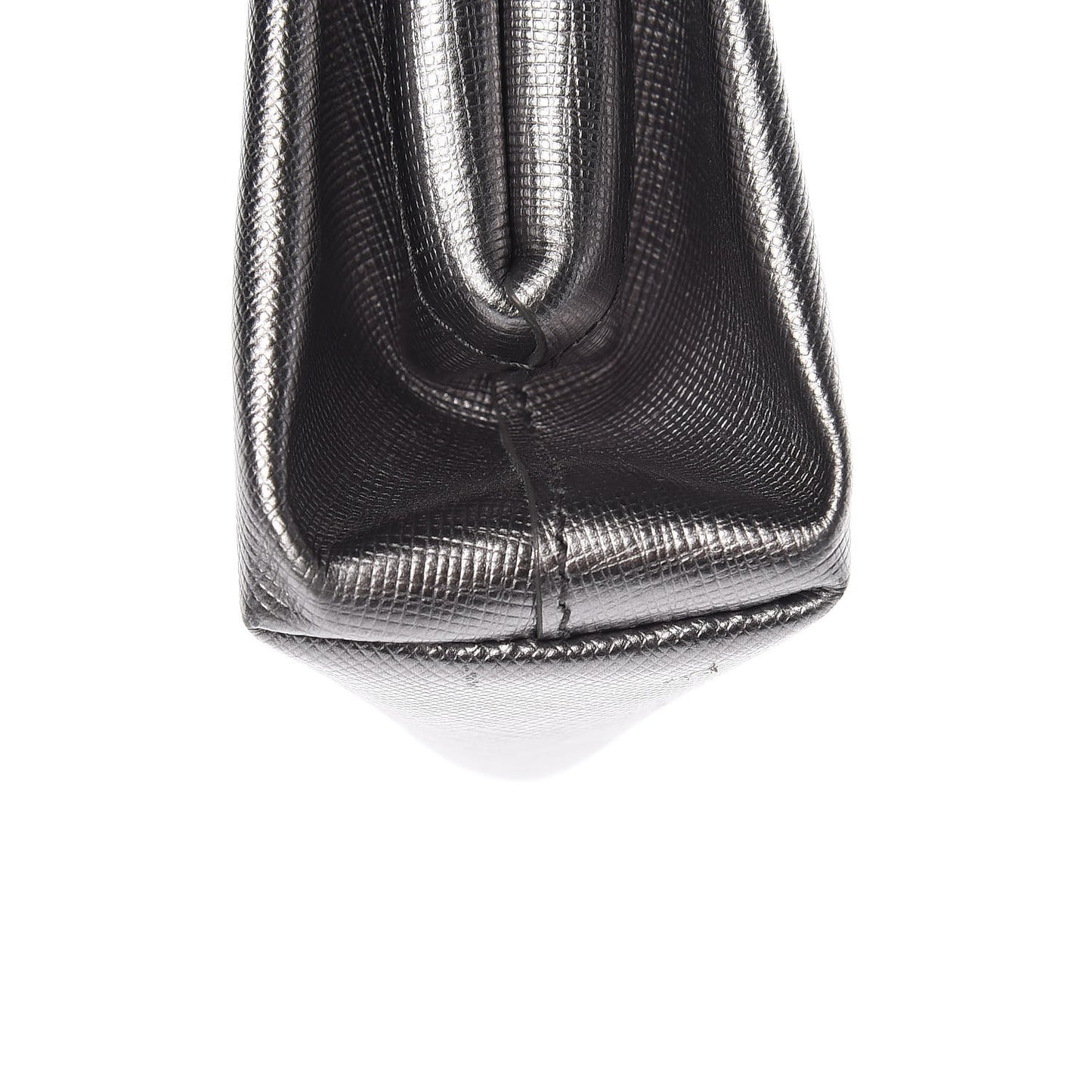 Metallic Saffiano Lux East West Frame Clutch Cromo