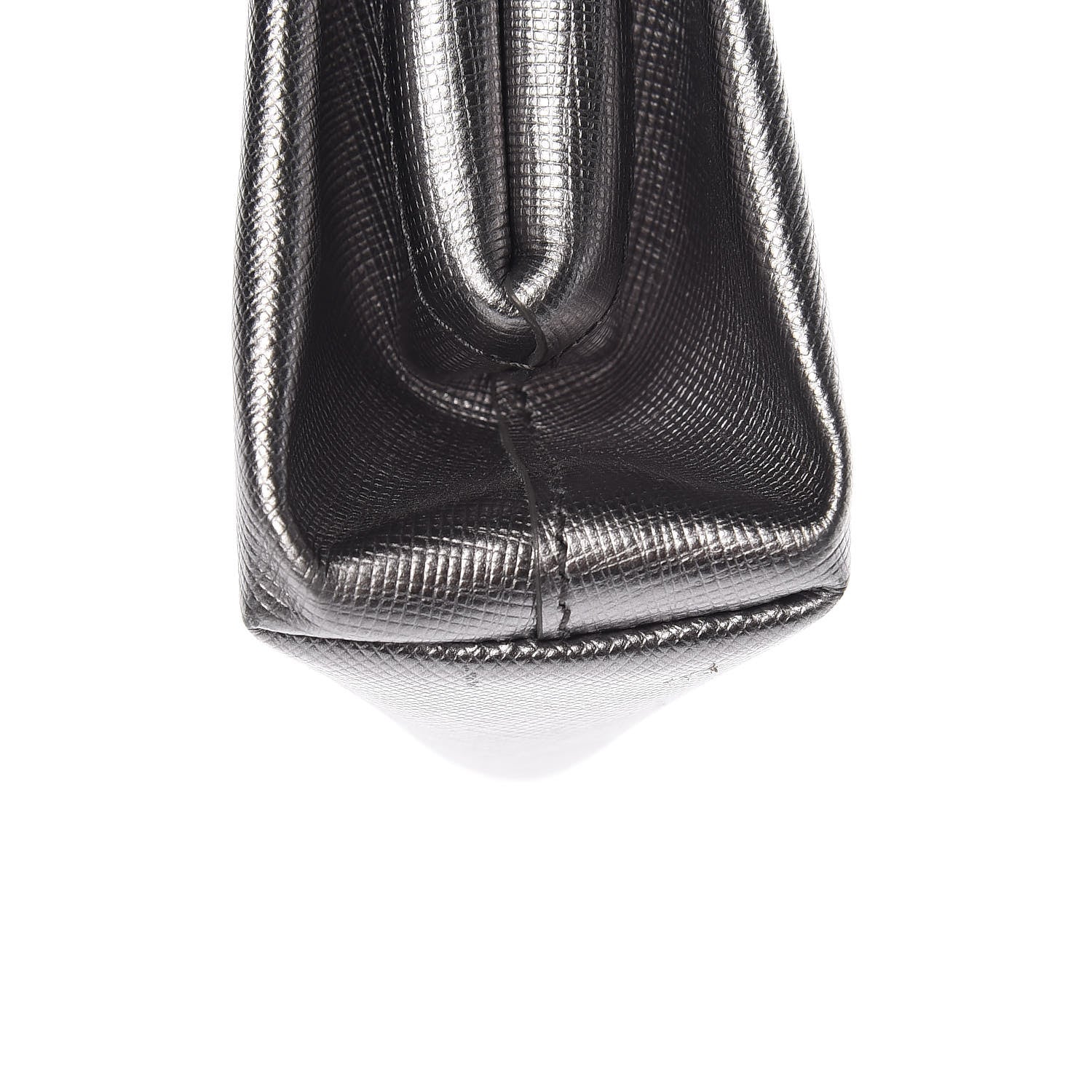 Prada Metallic Saffiano Lux East West Frame Clutch Cromo 14 of 17