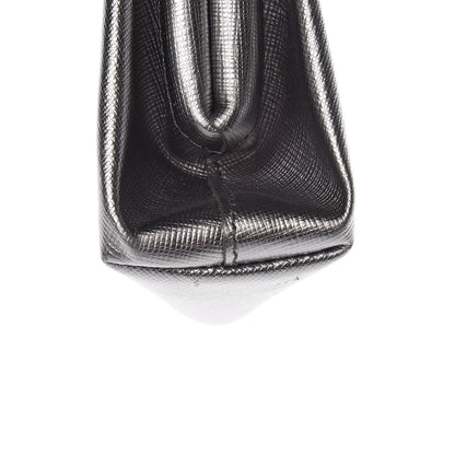 Prada Metallic Saffiano Lux East West Frame Clutch Cromo 14 of 17