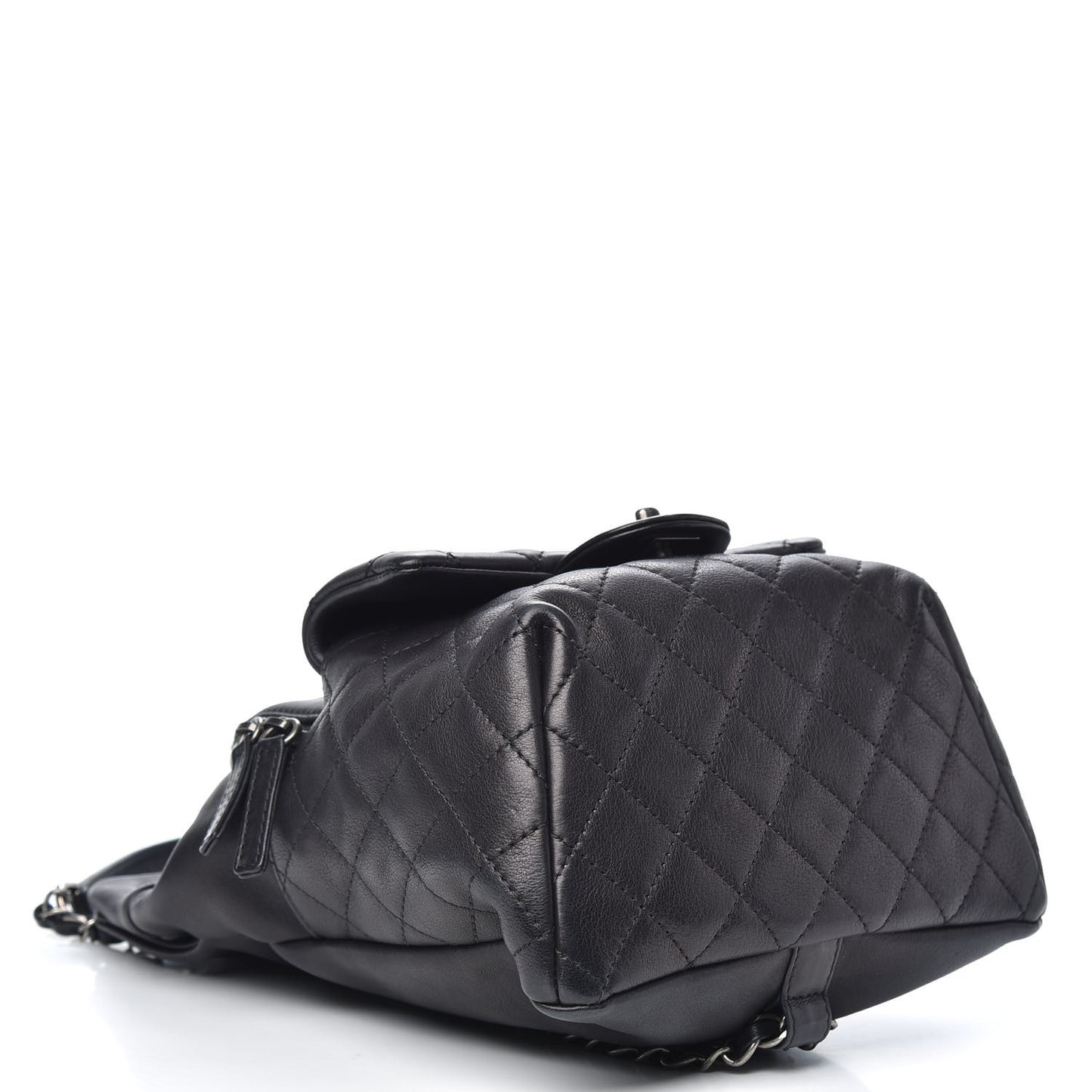Lambskin Quilted Drawstring Backpack Black