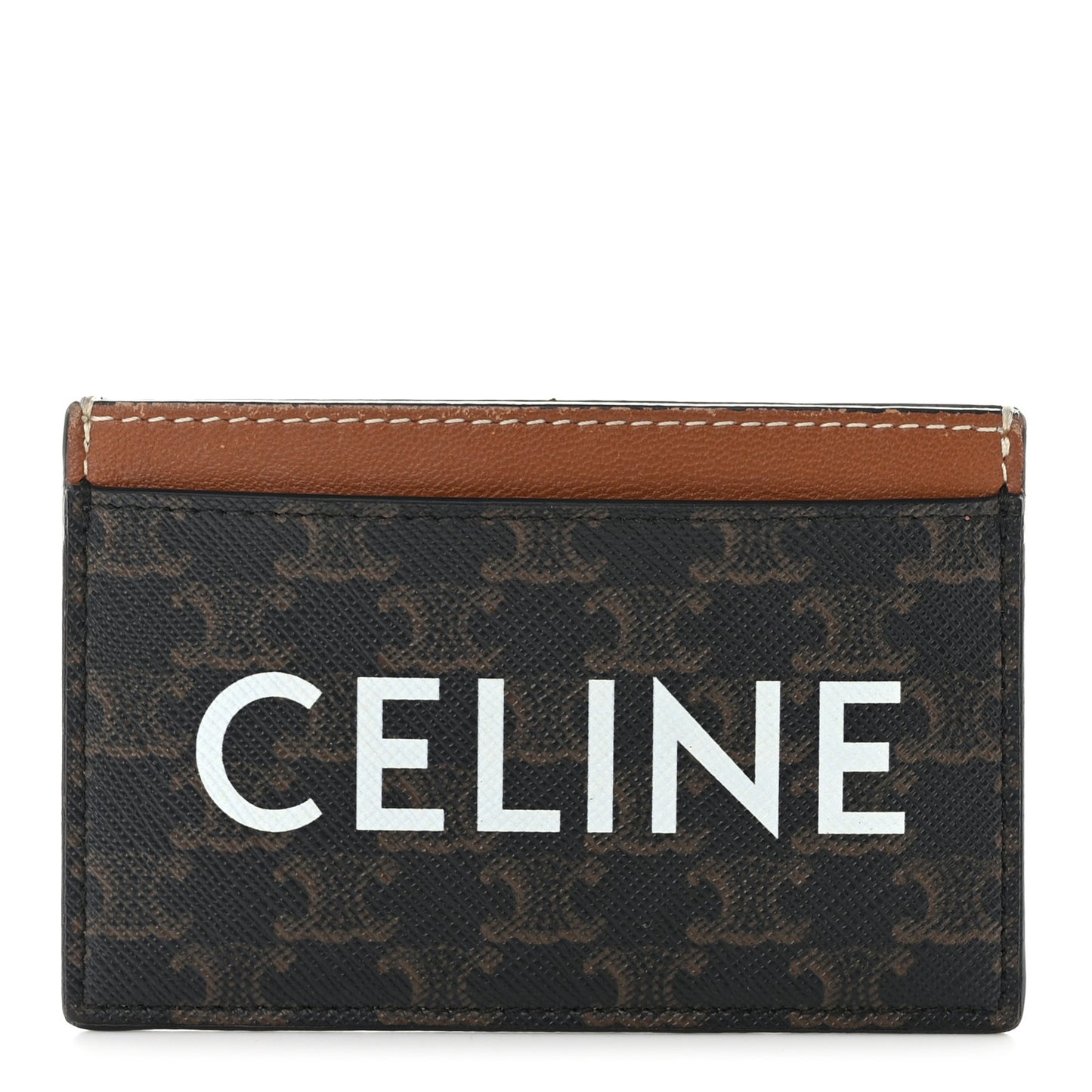 Triomphe Canvas Card Holder Tan