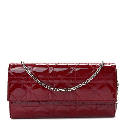 Christian Dior Patent Cannage Lady Dior Rendezvous Wallet On Chain Red 1 of 10