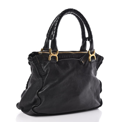 Chloe Lambskin Embroidered Medium Marcie Satchel Black 4 of 12