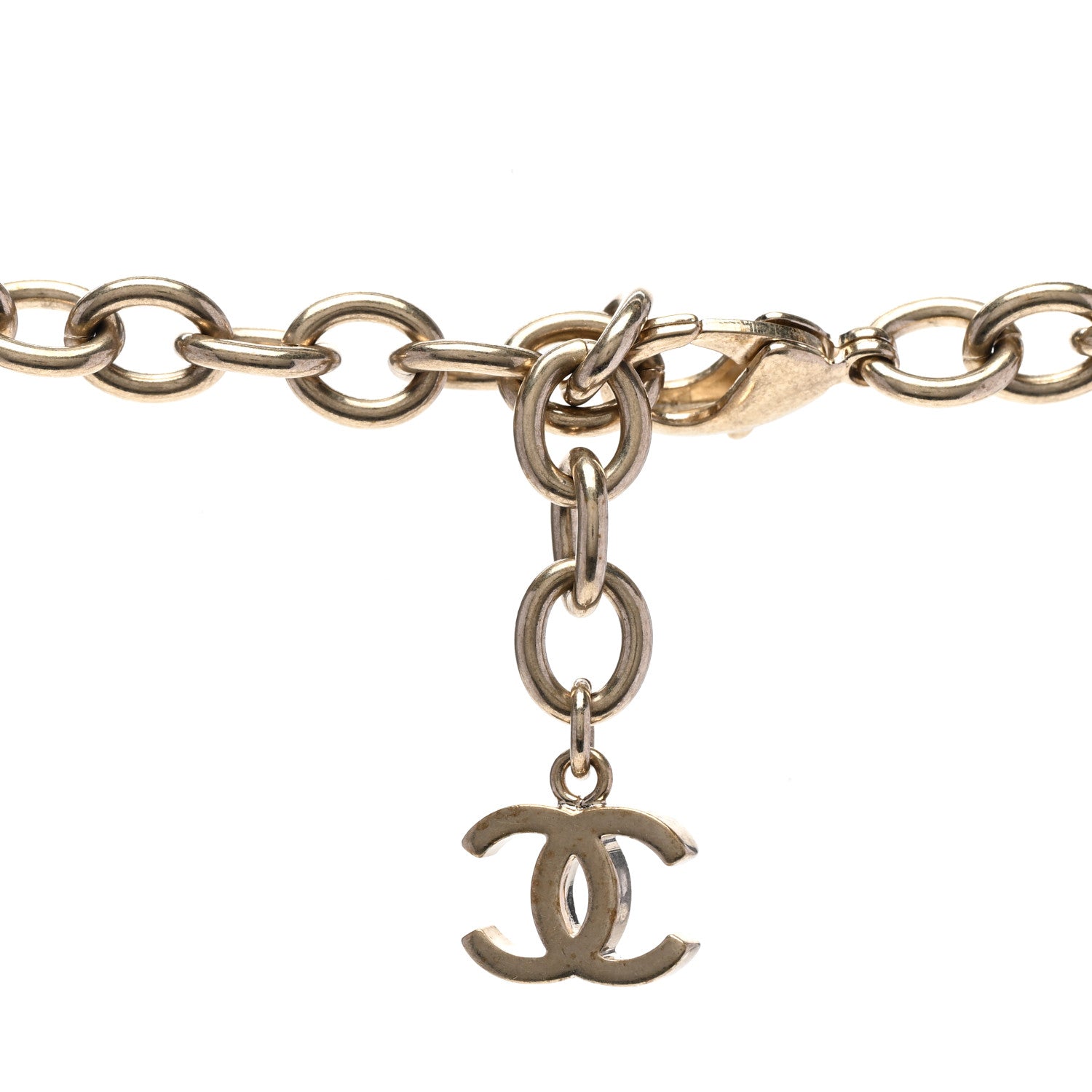 Chanel Metal Crystal Pearl Resin Charms Necklace Gold Red Pearly White 4 of 6