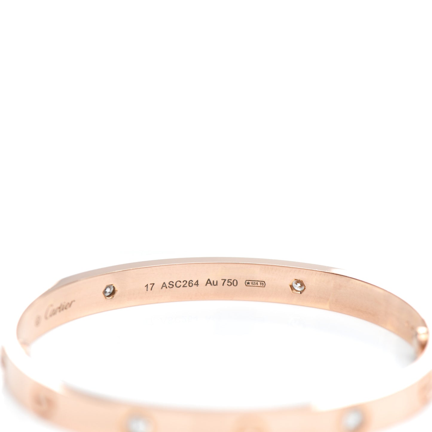 18K Pink Gold 4 Diamond LOVE Bracelet 17